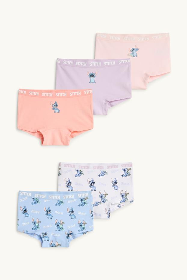 Enfants filles - Lot de 5 - Lilo et Stitch - caleçons - rose tendre