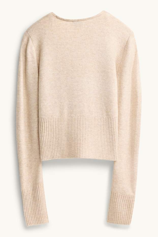 Femei - Cardigan tricotat - bej deschis