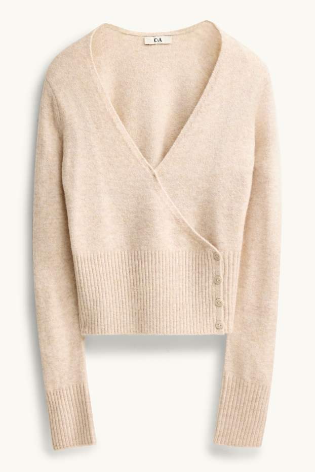 Femei - Cardigan tricotat - bej deschis