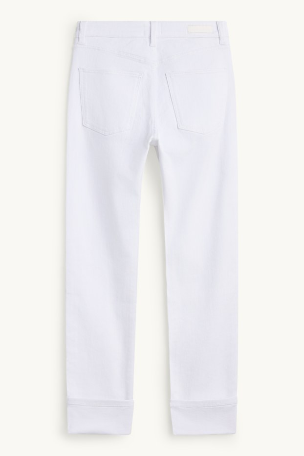 Femei - Crop straight jeans - talie medie - alb