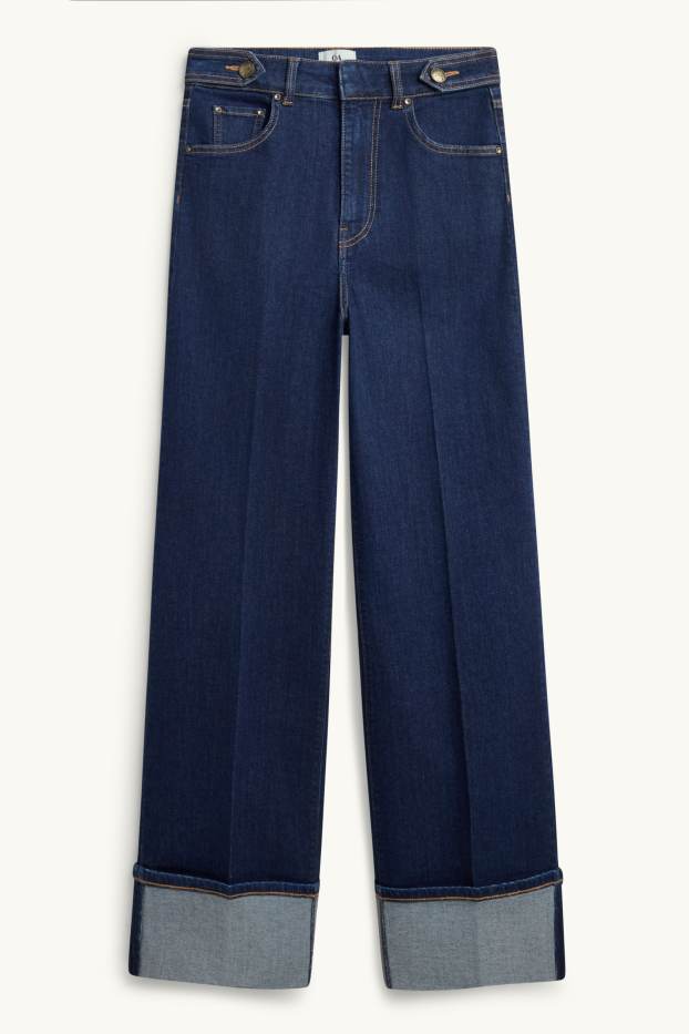 Femmes - Wide leg jean - high waist - LYCRA ® - jean bleu foncé