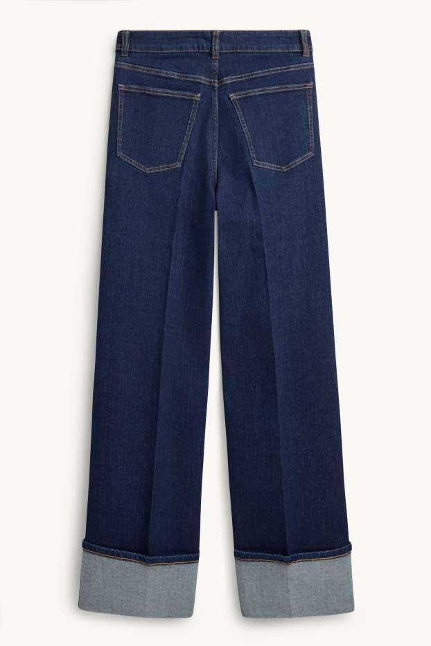 Femmes - Wide leg jean - high waist - LYCRA ® - jean bleu foncé