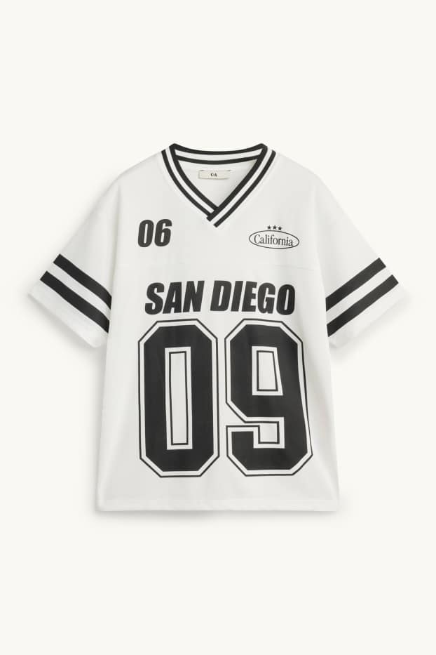 Kinder Mädchen - San Diego - Kurzarmshirt - Oversized - weiß / schwarz