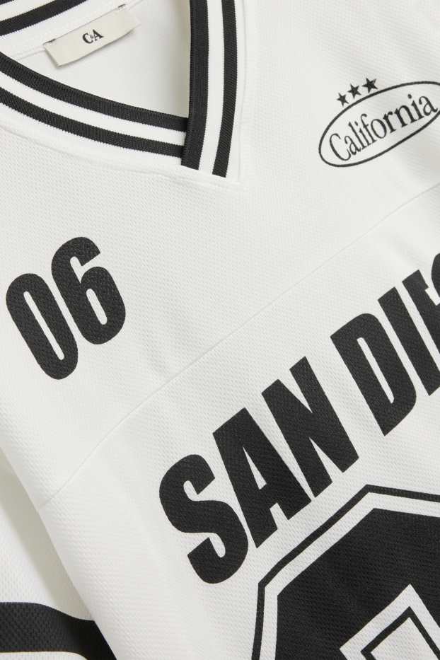 Kinder Mädchen - San Diego - Kurzarmshirt - Oversized - weiß / schwarz
