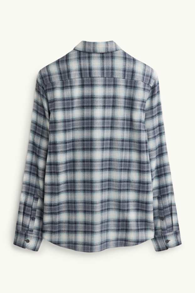 Home - Camisa - regular fit - Kent - de quadres - blau fosc / blanc