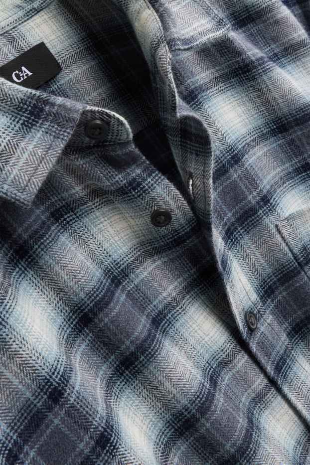 Home - Camisa - regular fit - Kent - de quadres - blau fosc / blanc