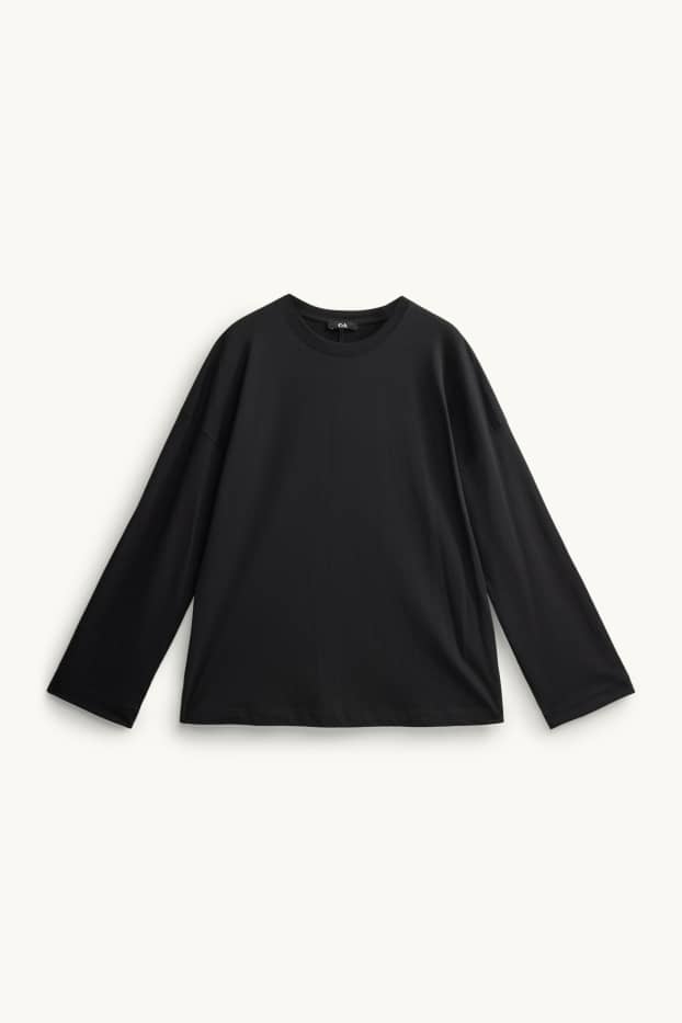 Femei - Tricou cu mânecă lungă - relaxed fit - negru