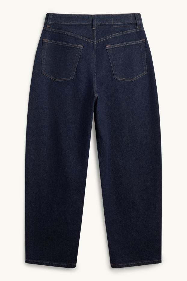 Dames - Barrel jeans - high waist - jeansdonkerblauw