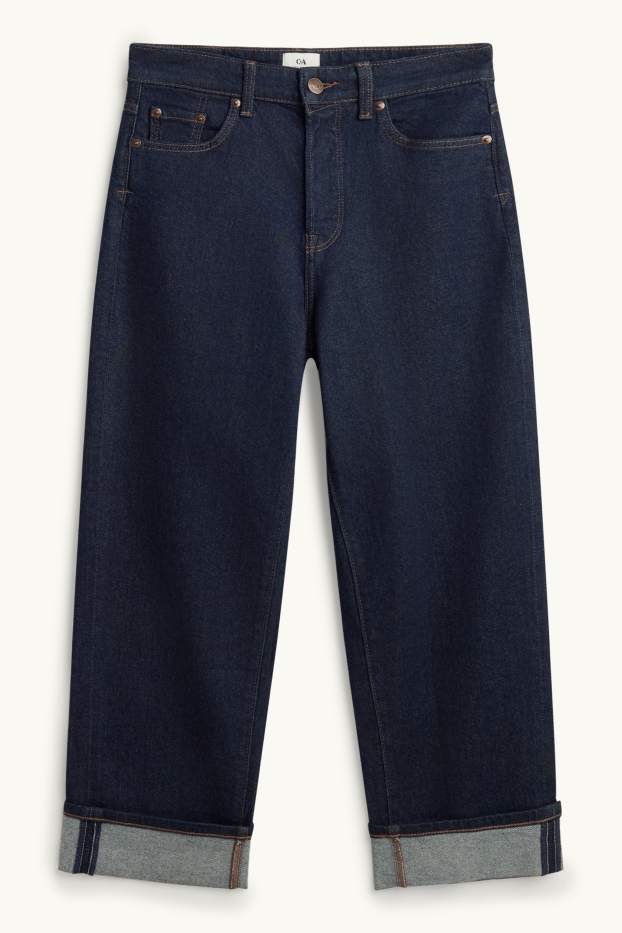 Dames - Boyfriend jeans - mid waist - jeansdonkerblauw