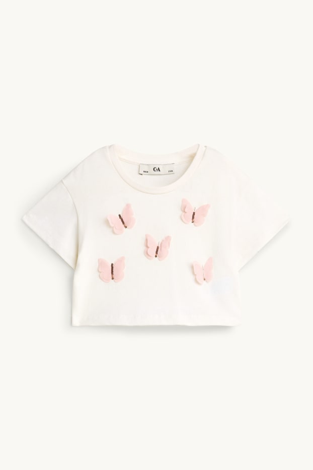 Bambine - Farfalla - set - vestito e maglia a maniche corte - 2 pezzi - rosa