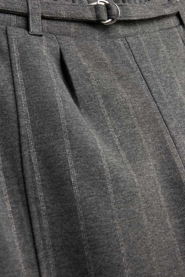 Kinder Mädchen - Stoffhose mit Gürtel - Nadelstreifen - dunkelgrau-melange