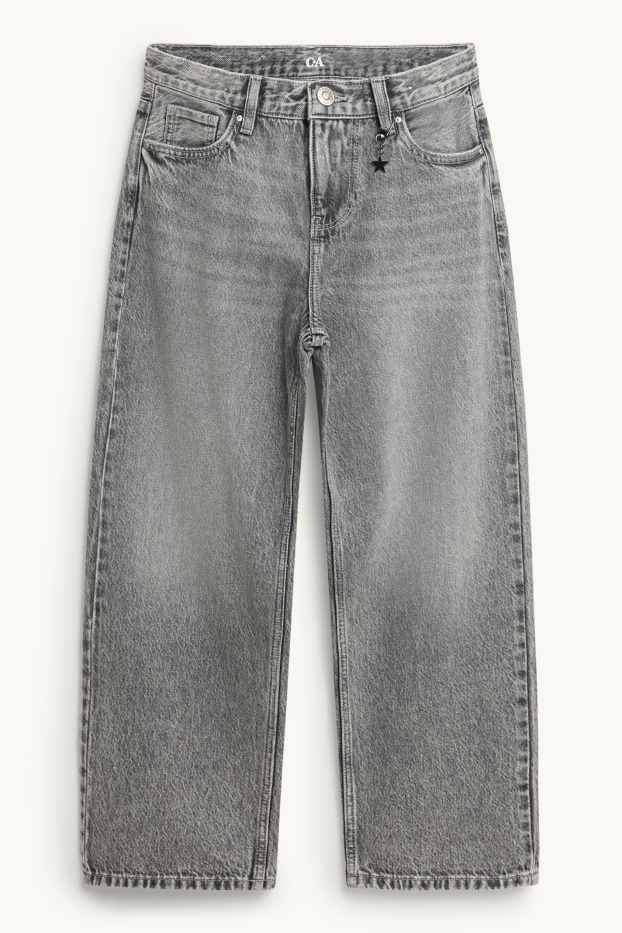Kinder Mädchen - Stern - Skater Jeans - jeansgrau