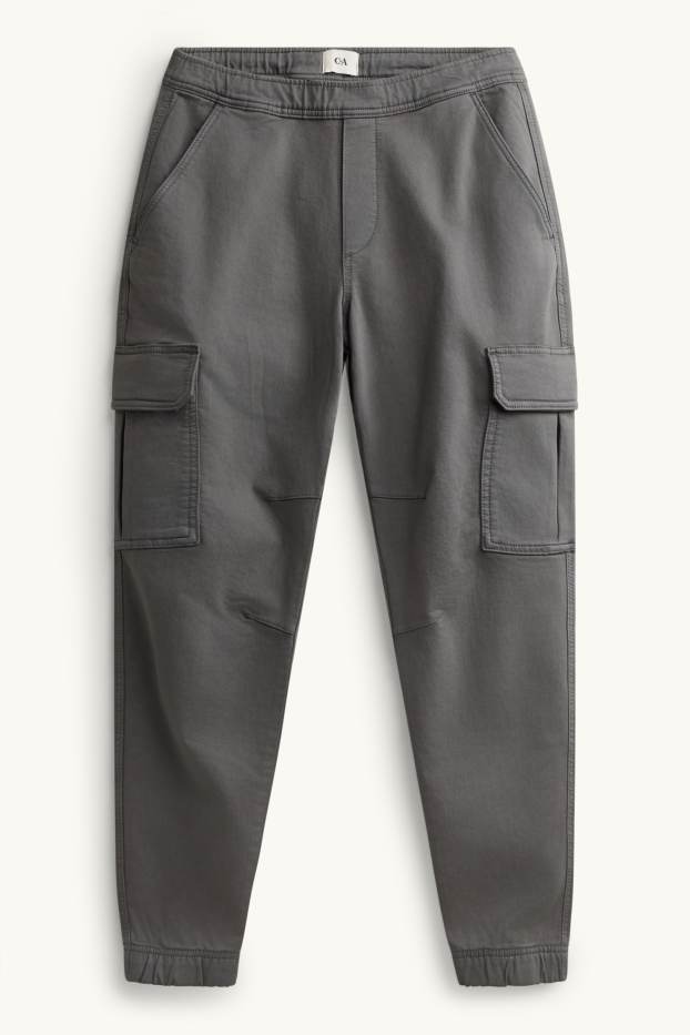 Bărbați - Pantaloni cargo - tapered fit - gri