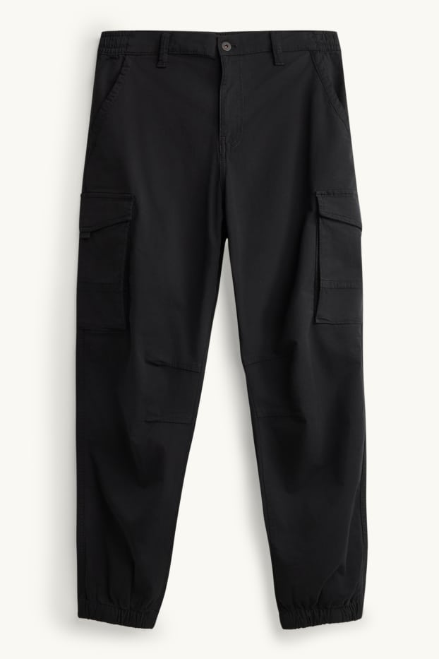 Herren - Cargohose - Tapered Fit - schwarz