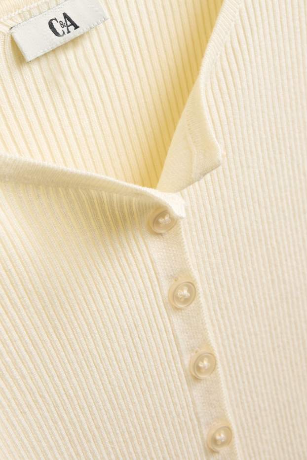 Femmes - Gilet en maille - finition côtelée - blanc crème