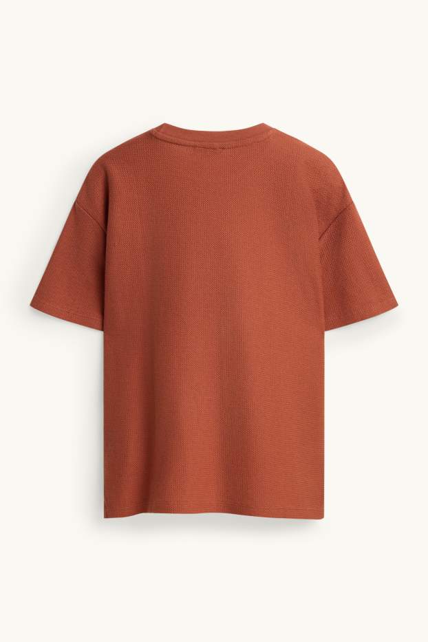 Children Boys - Short sleeve T-shirt - textured - rust
