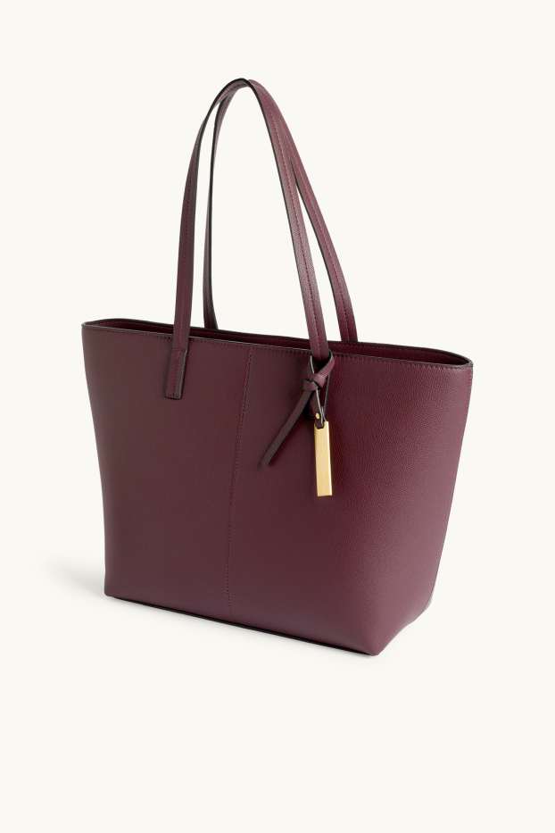 Dámské - Velká kabelka shopper - imitace kůže - bordeaux