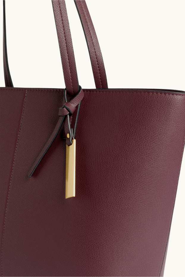 Dámské - Velká kabelka shopper - imitace kůže - bordeaux