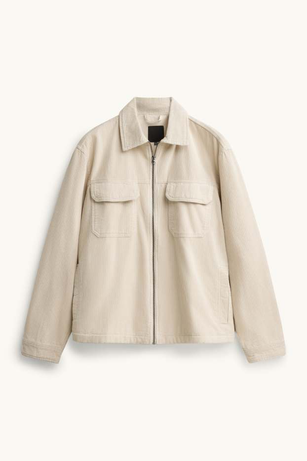 Herren - Cord-Hemdjacke - cremefarben