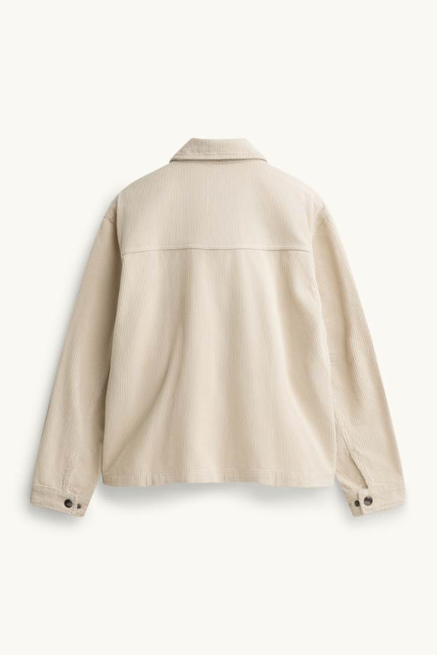Herren - Cord-Hemdjacke - cremefarben
