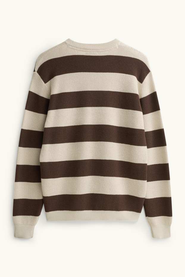 Hommes - Pull - à rayures - beige / marron
