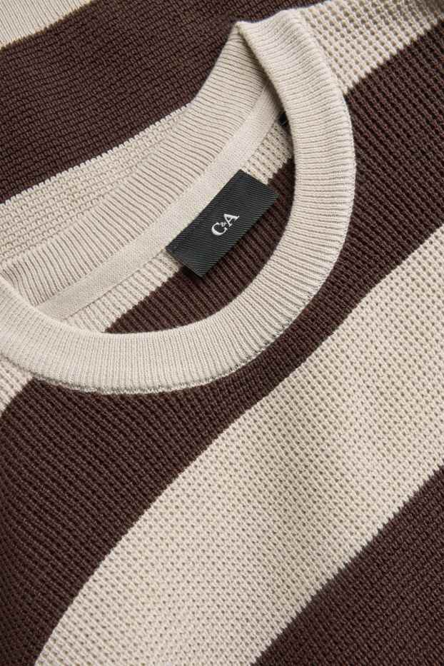 Hommes - Pull - à rayures - beige / marron