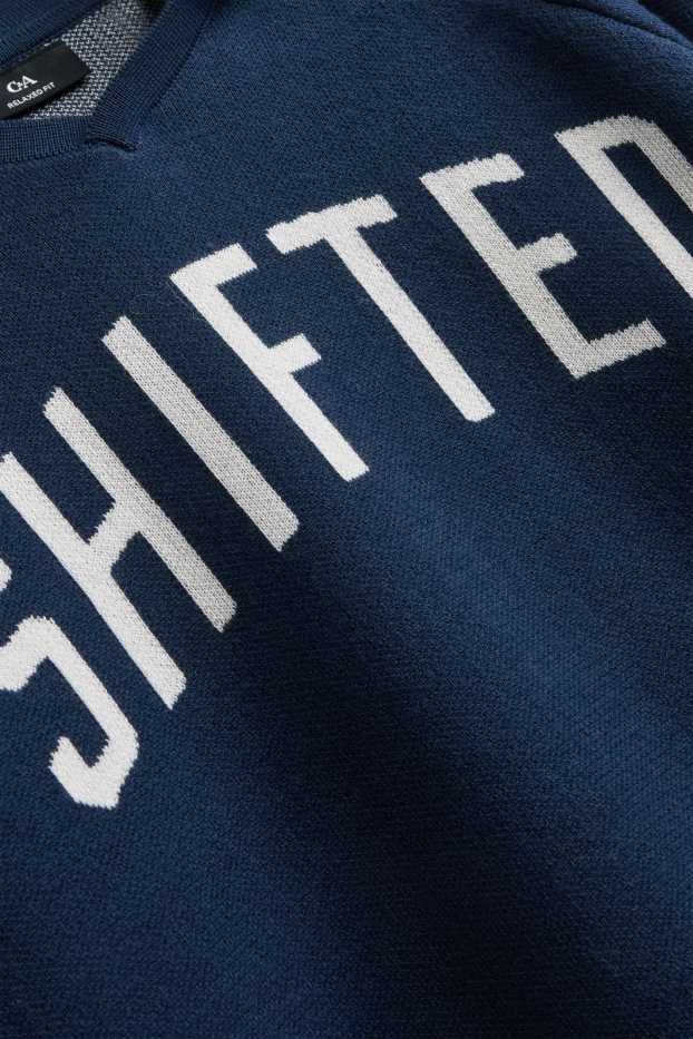 Herren - Pullover - dunkelblau / weiss