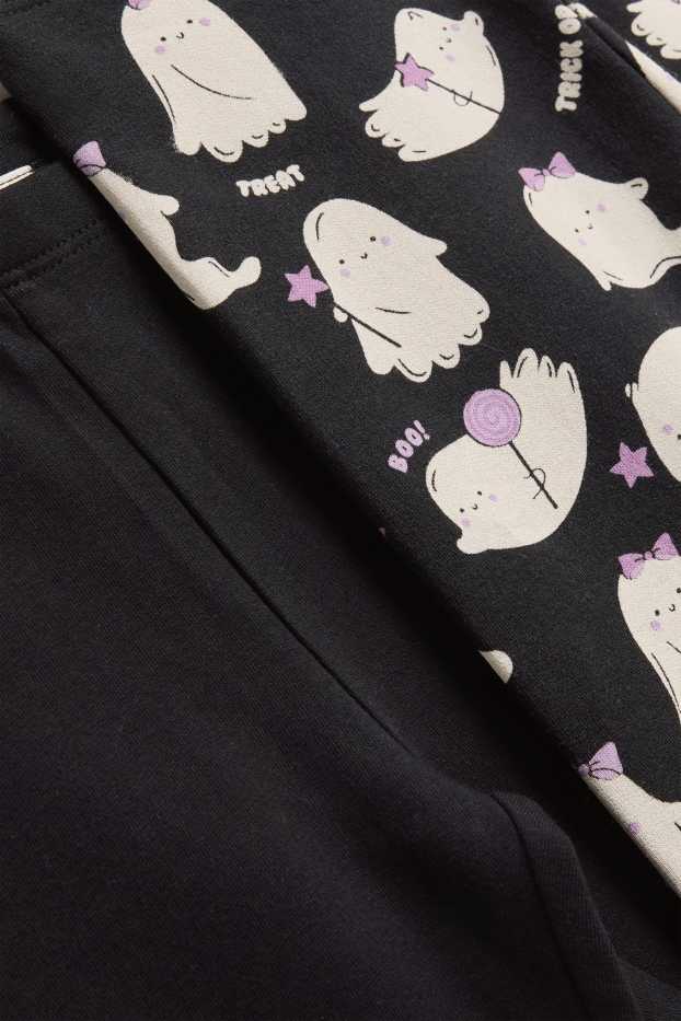 Kinderen: meisjes - Set van 2 - halloween - spook - legging - zwart / wit