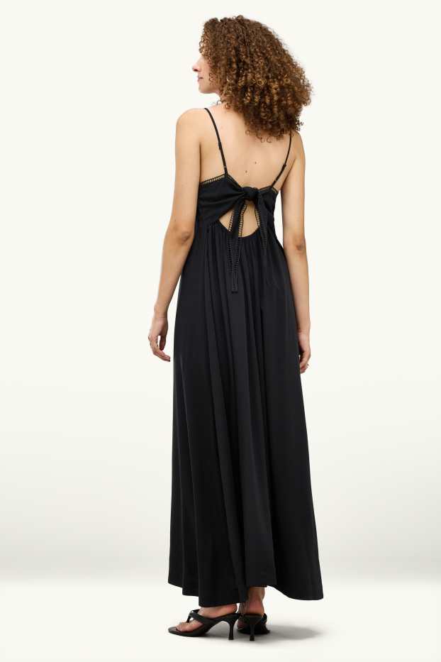 Dames - Jurk met V-hals - straight fit - zwart