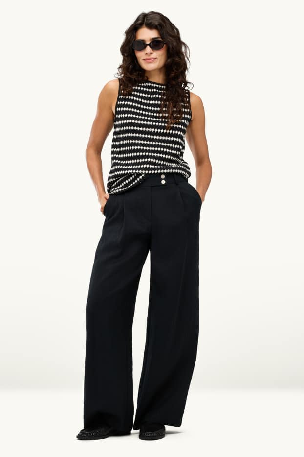 Mujer - Pantalón de oficina - high waist - regular fit - negro