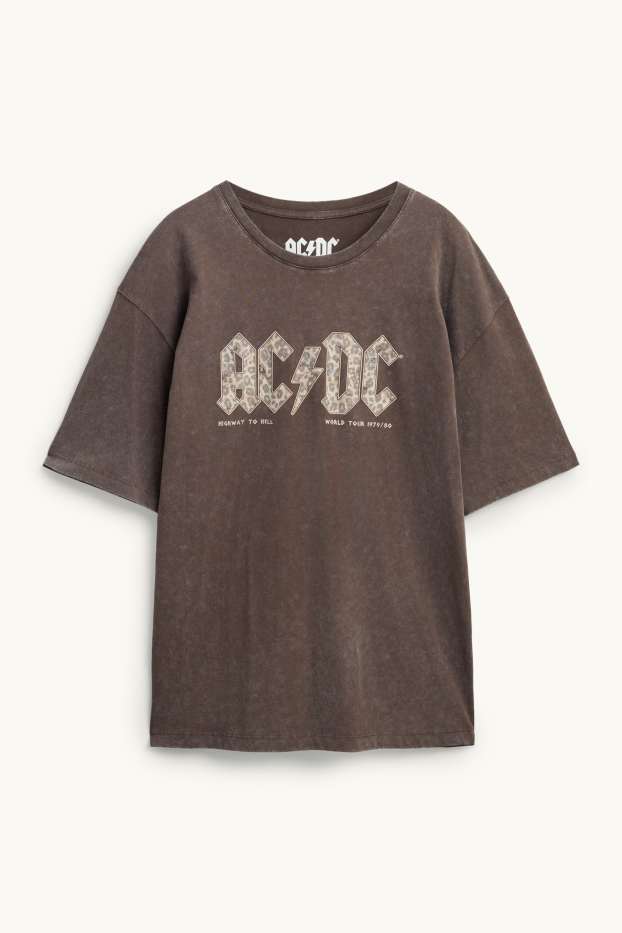 Femmes - T-shirt - Oversize - AC/DC - à motif - marron