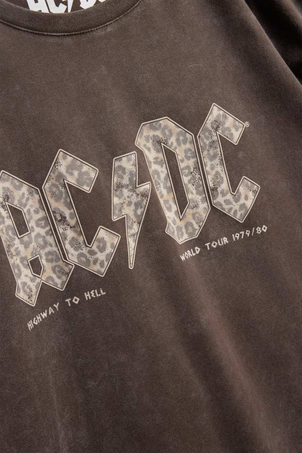 Femmes - T-shirt - Oversize - AC/DC - à motif - marron