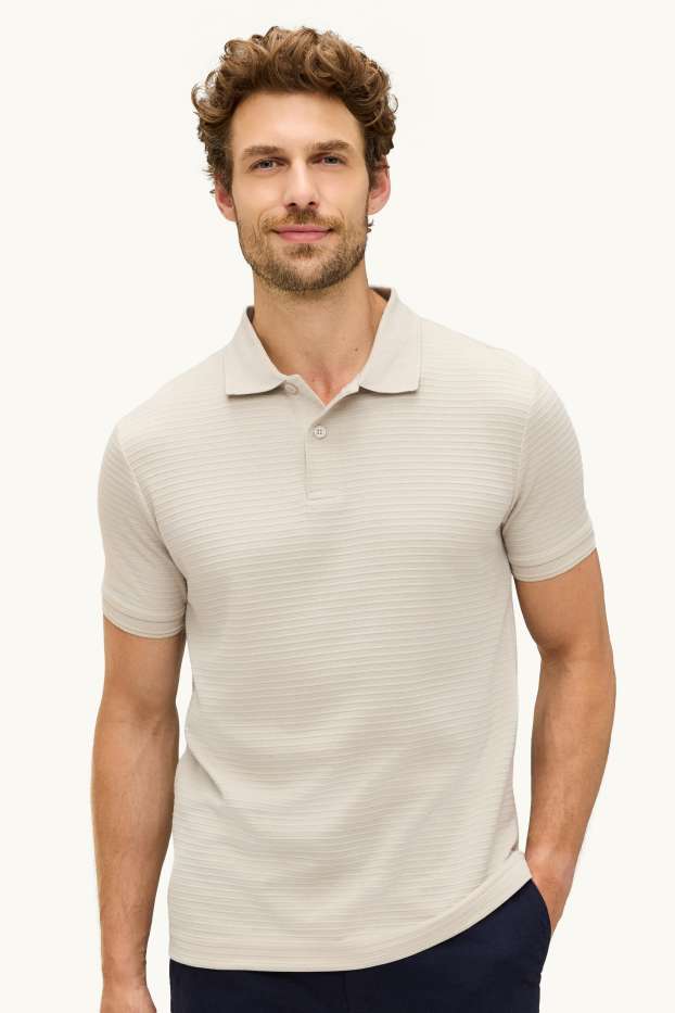 Herren - Poloshirt - Regular Fit - gerippt - beige