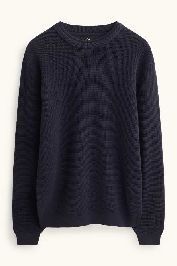 Herren - Pullover - strukturiert - dunkelblau