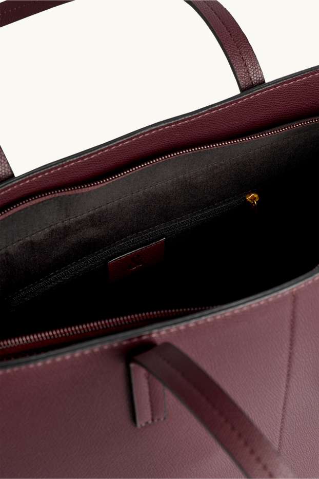 Dámské - Velká kabelka shopper - imitace kůže - bordeaux