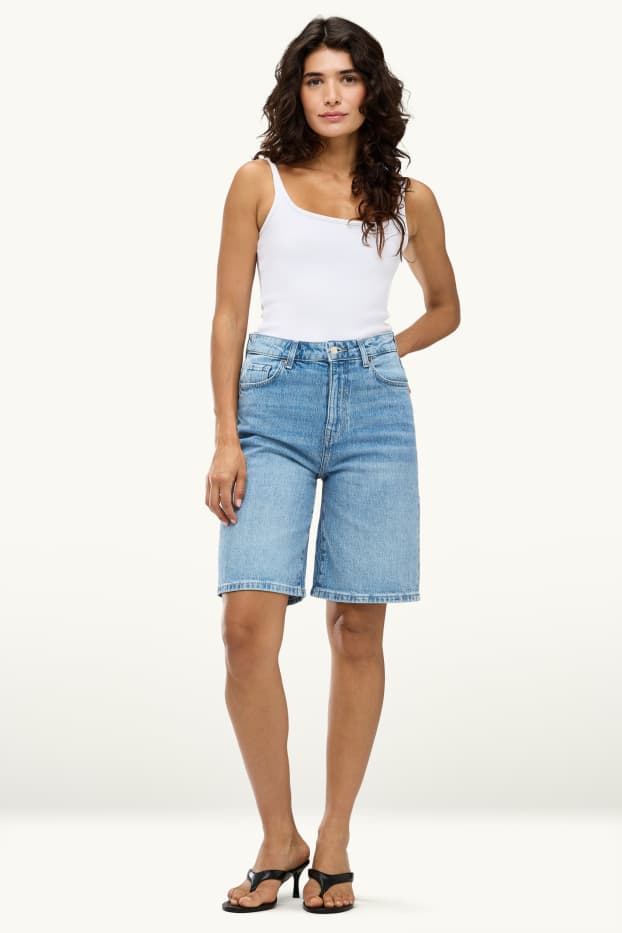 Dames - Jorts - high waist - jeansblauw