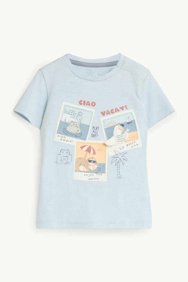 Baby Jungen - Tiere und Palme - Baby-Outfit - 2 teilig - blau