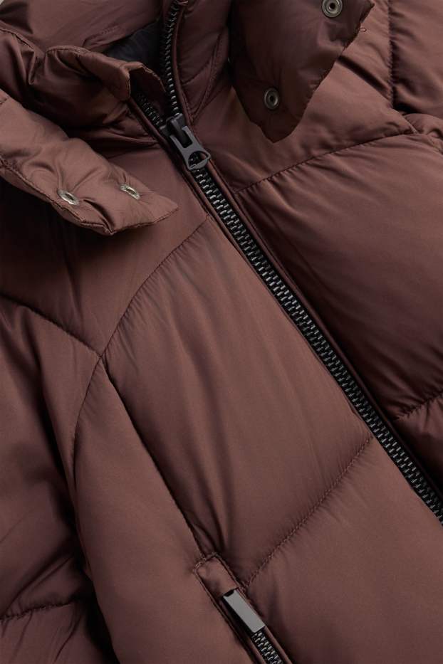 Kinder Mädchen - Steppjacke mit Kapuze - gefüttert - wasserabweisend - dunkelbraun