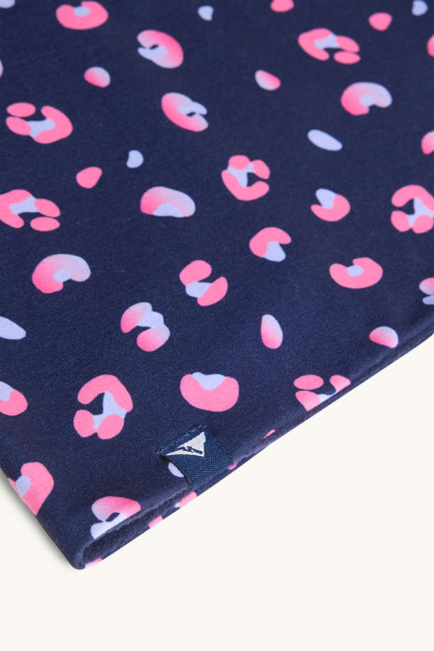 Kinderen: meisjes - Colsjaal - met patroon - blauw / fuchsiarood