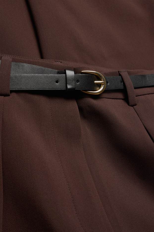 Femmes - Pantalon de toile à ceinture - mid waist - wide leg - marron