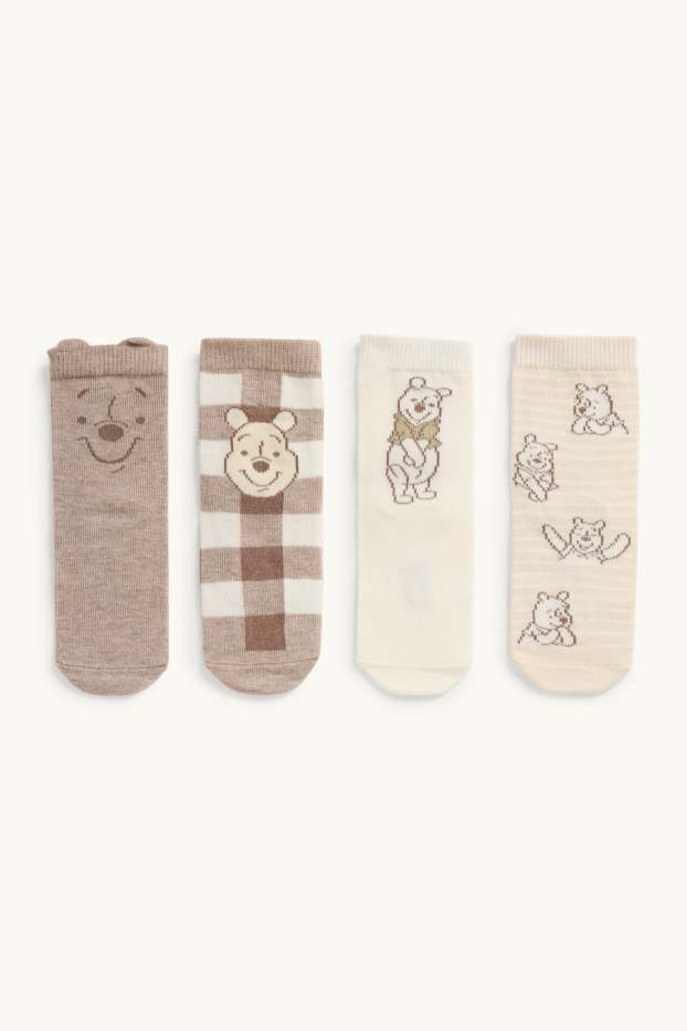 Bébés filles - Lot de 4 paires - Winnie l'ourson - chaussettes pour bébé à motif - beige