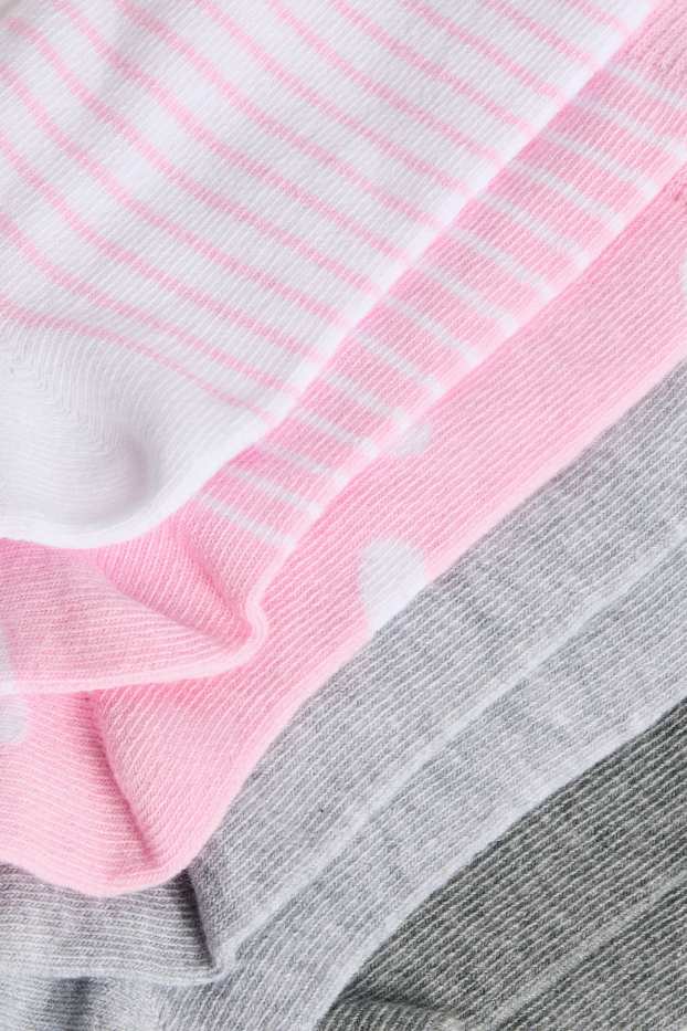 Bambine - Confezione da 7 - motivo cuore - calzini - grigio / fucsia