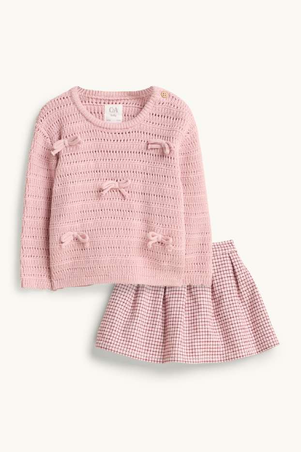 Miminka - dívky - Mašličky - outfit pro miminka - 2dílný - narůžovělá