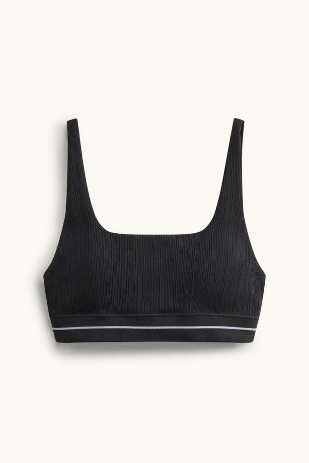 Femei - Bustieră - vătuită - reiată - seamless - negru