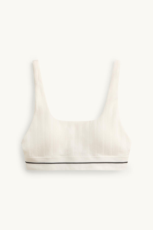 Femmes - Brassière - ampliforme - finition côtelée - seamless - blanc crème