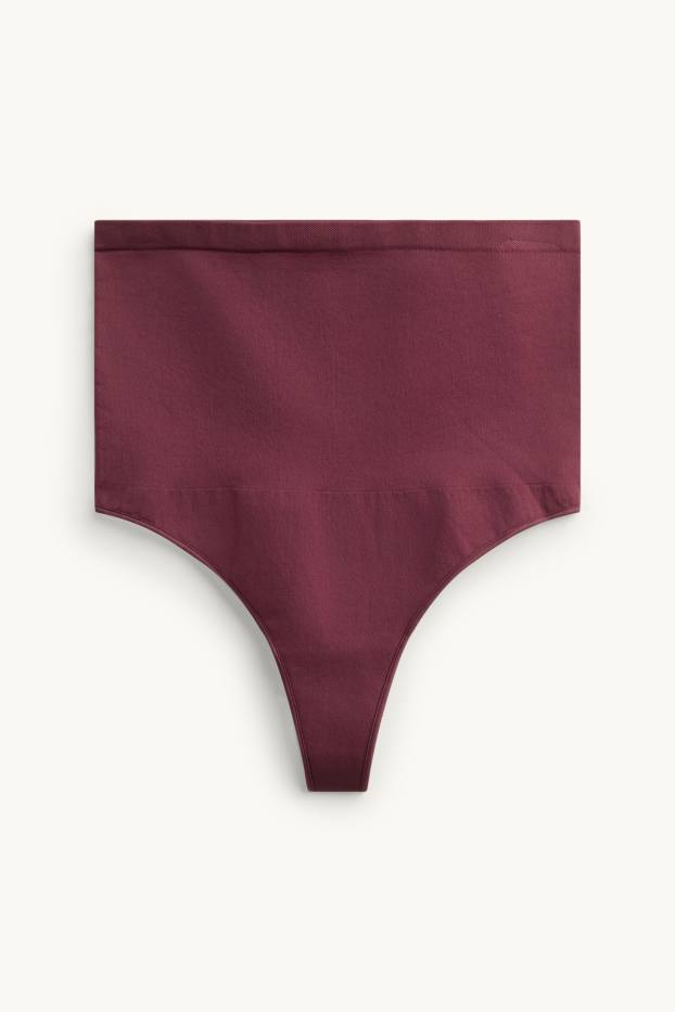 Women - Shaping thong - seamless - bordeaux
