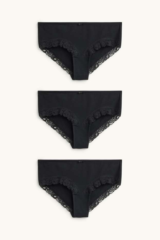 Dames - Set van 3 - hipster - zwart