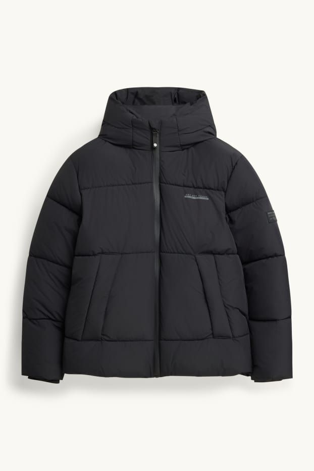 Kinder Jungen - Steppjacke - gefüttert - wasserabweisend - schwarz