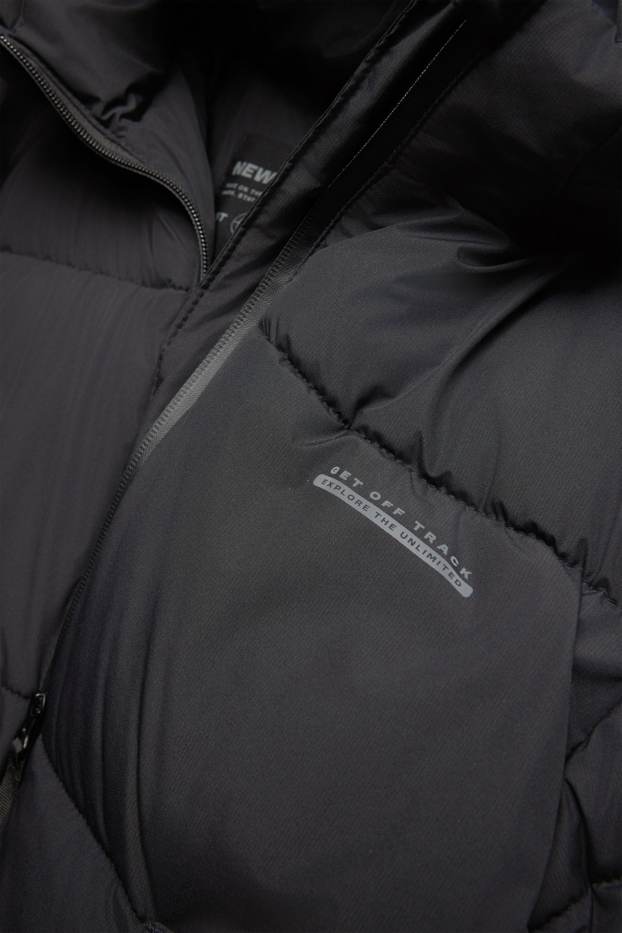 Kinder Jungen - Steppjacke - gefüttert - wasserabweisend - schwarz