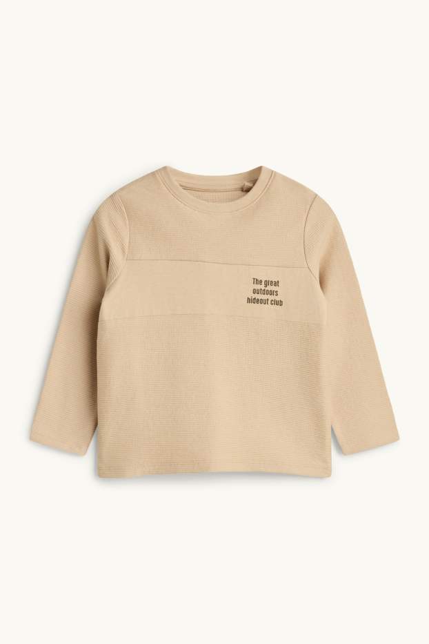 Kinder Jungen - Langarmshirt - gerippt - beige